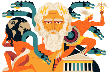 Which are the 12 Olympian gods that are the subject of thousands of myths in Greek mythology?