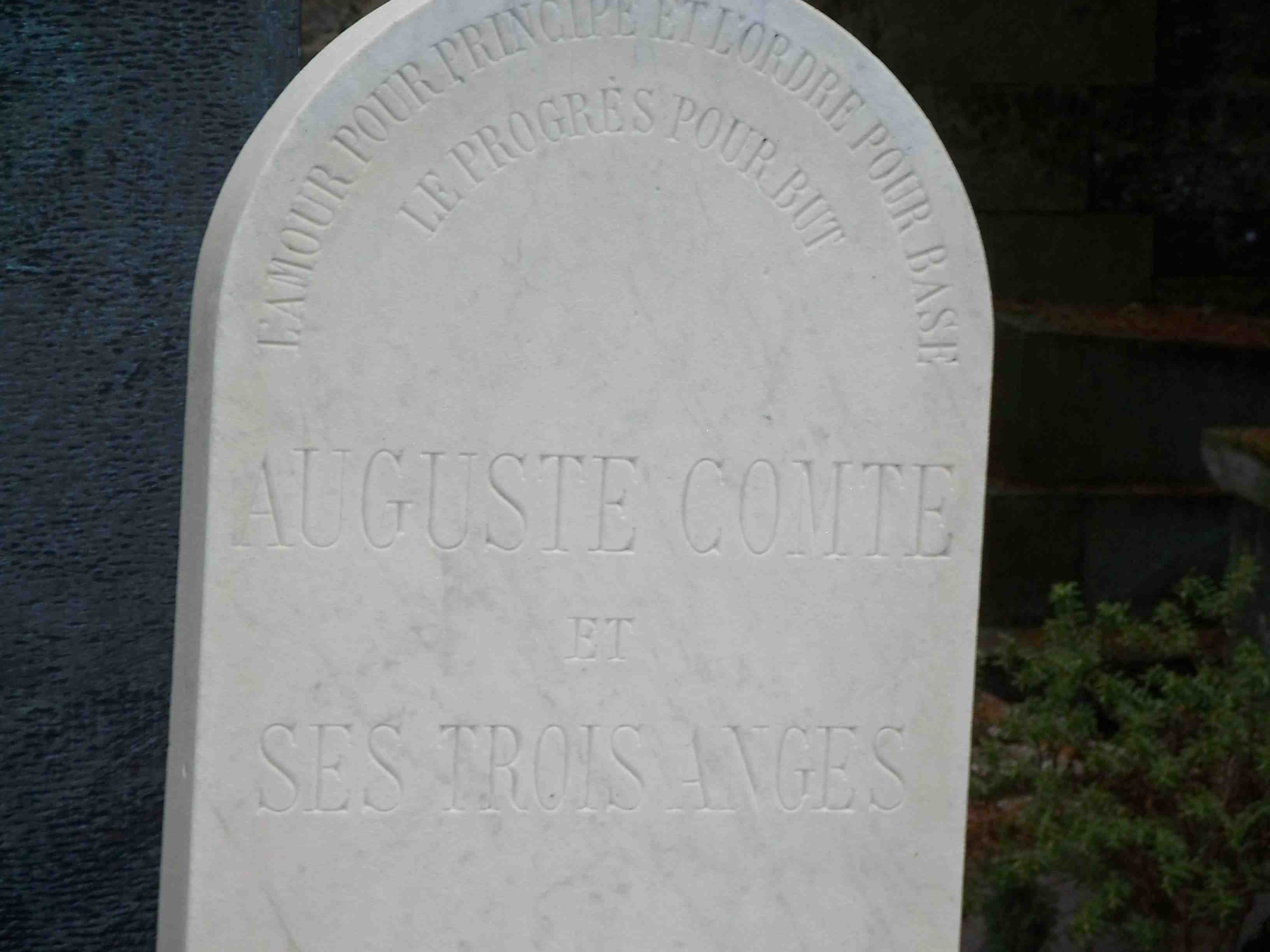 The tombstone of Auguste Comte, the founder of sociology, reads: Love as a principle, the order as a foundation, and progress as a goal